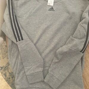Adidas Heather Gray Top with Black Logo